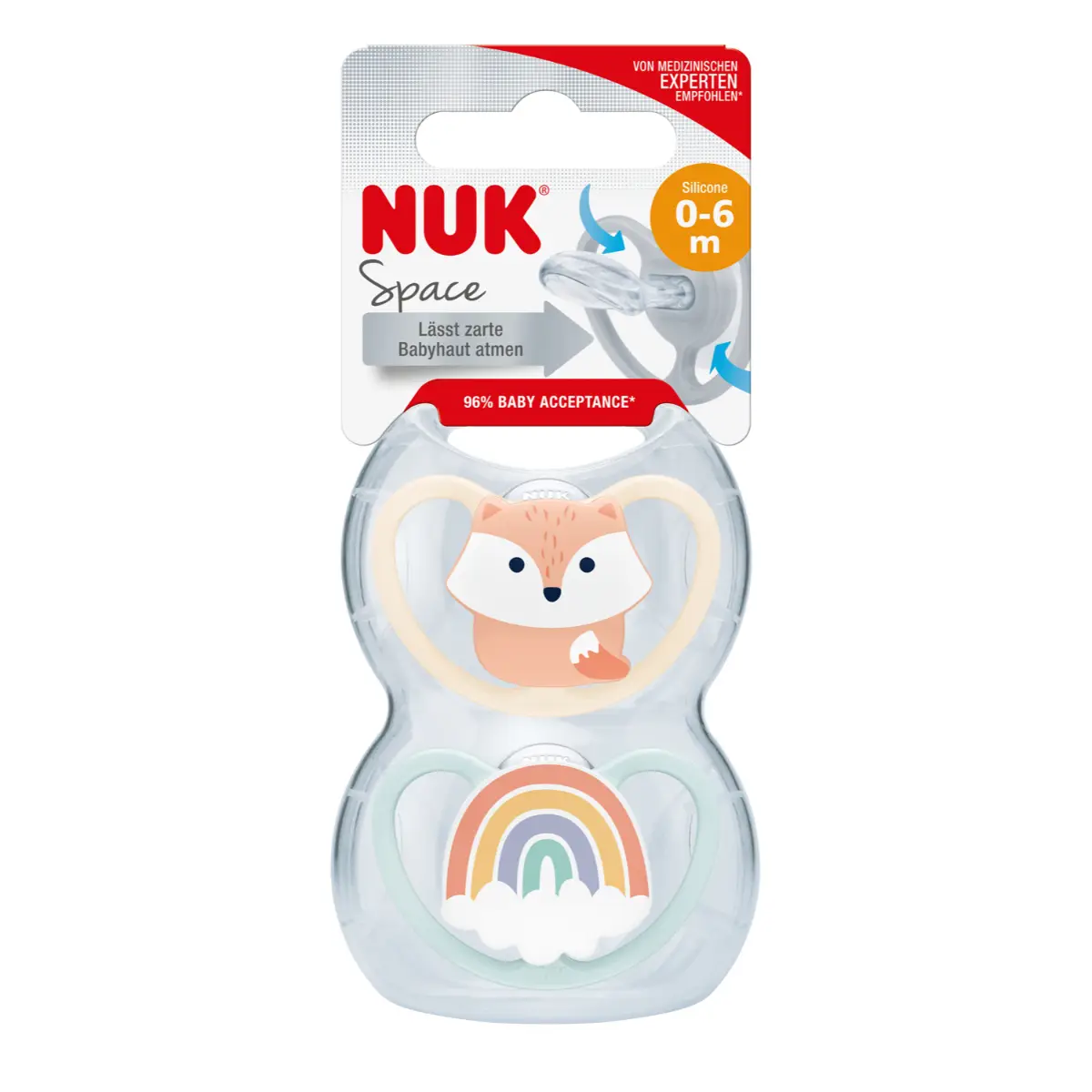 NUK Space Silicone Soother (0-6Months) 2pcs (Old/New Package Random Delivery)