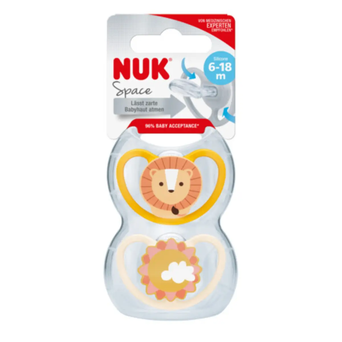NUK Space Silicone Soother (6-18 Months) 2pcs (Old/New Package Random Delivery)