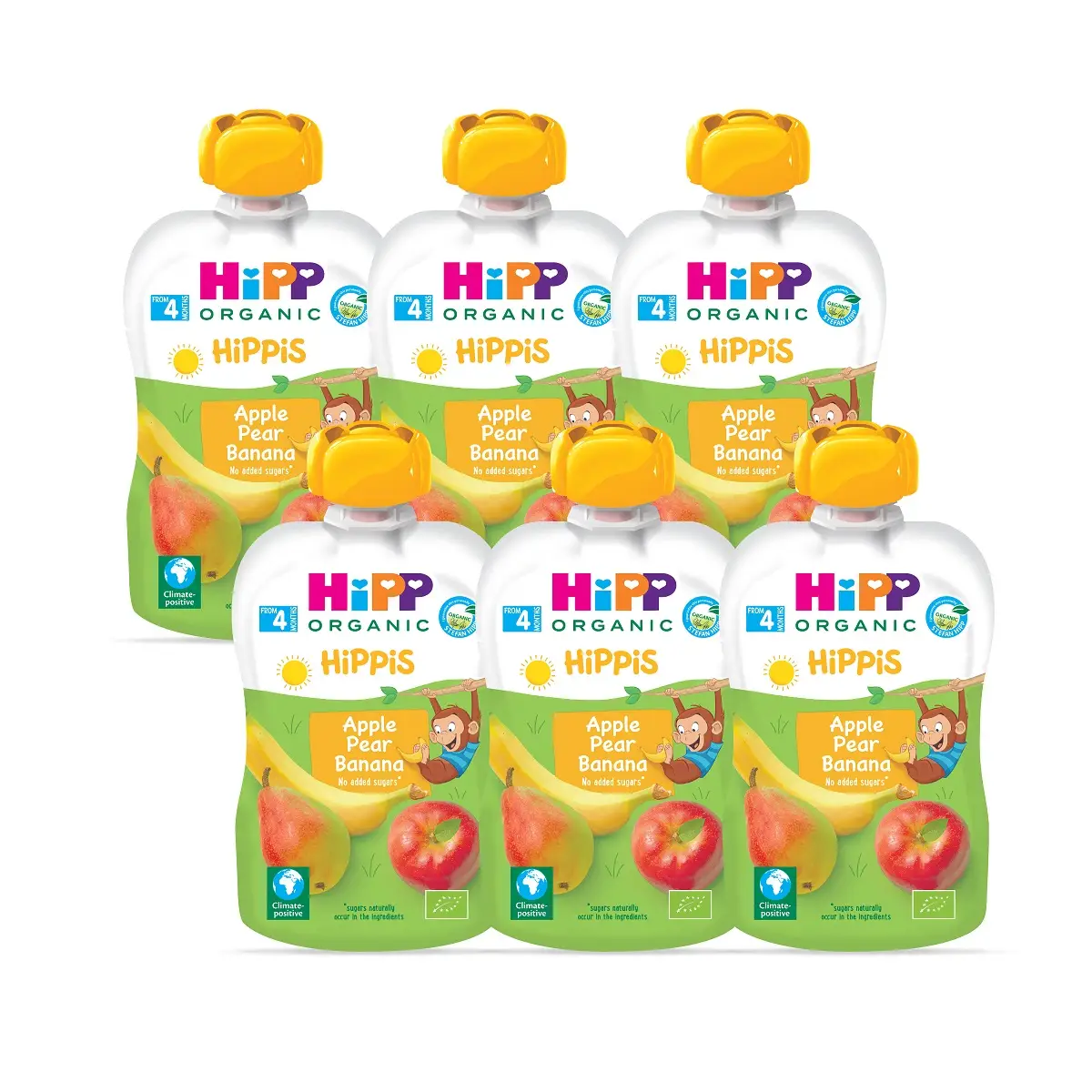 Hipp Apple Pear Banana Pouches(4m+) 100g(6pcs) (Home Delivery Only)
