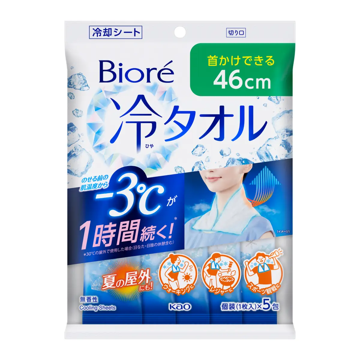 Biore Ice Cold Body Sheet Towel (Unscented) 5pcs