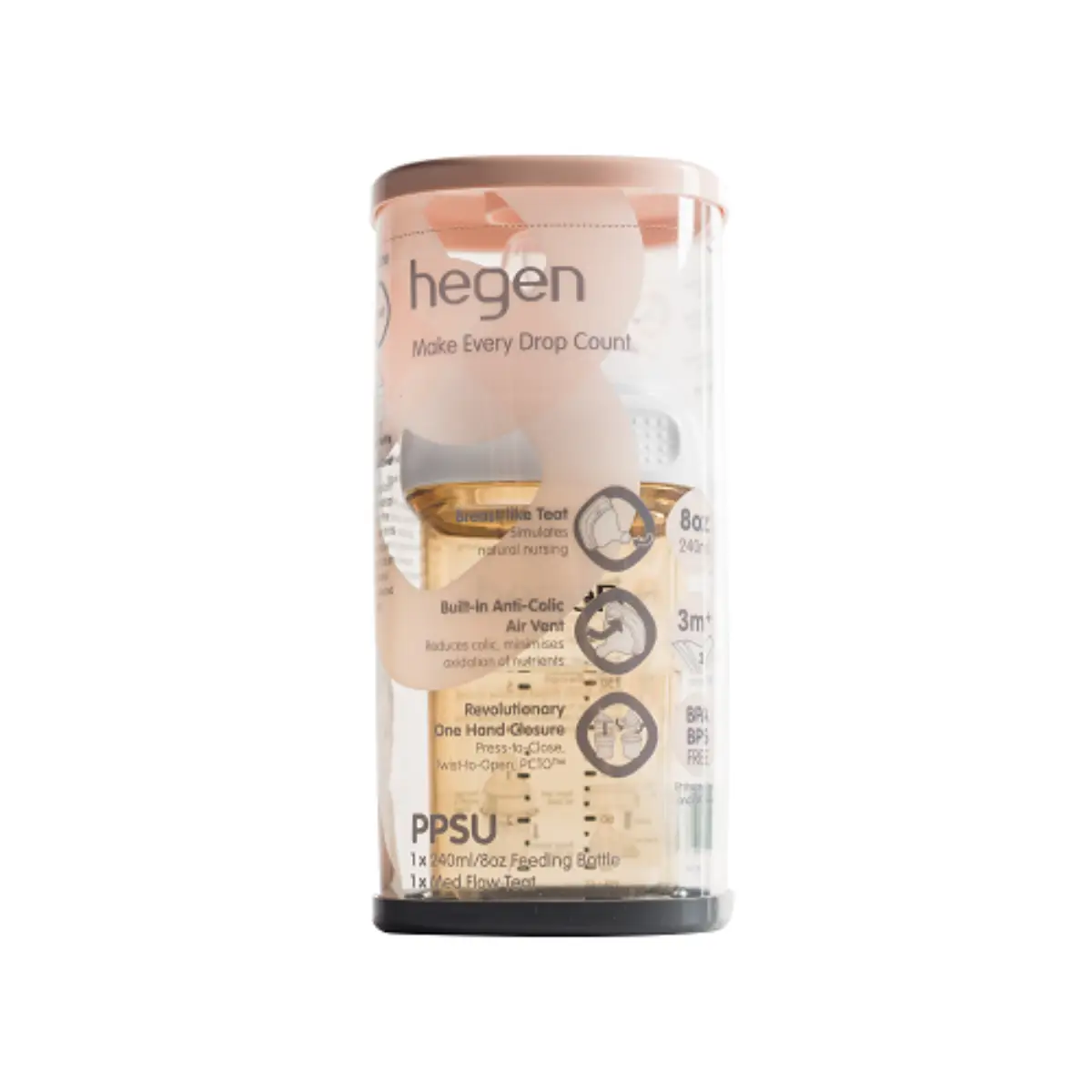 Hegen PCTO PPSU多功能方圓型寬口奶瓶 (240ml/8oz) 1件