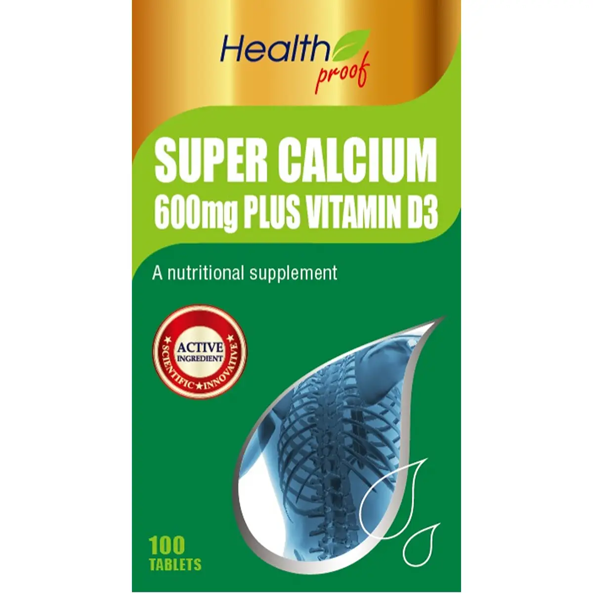 Health Proof Super Calcium 600mg Plus Vitamin D3 100 Tablets