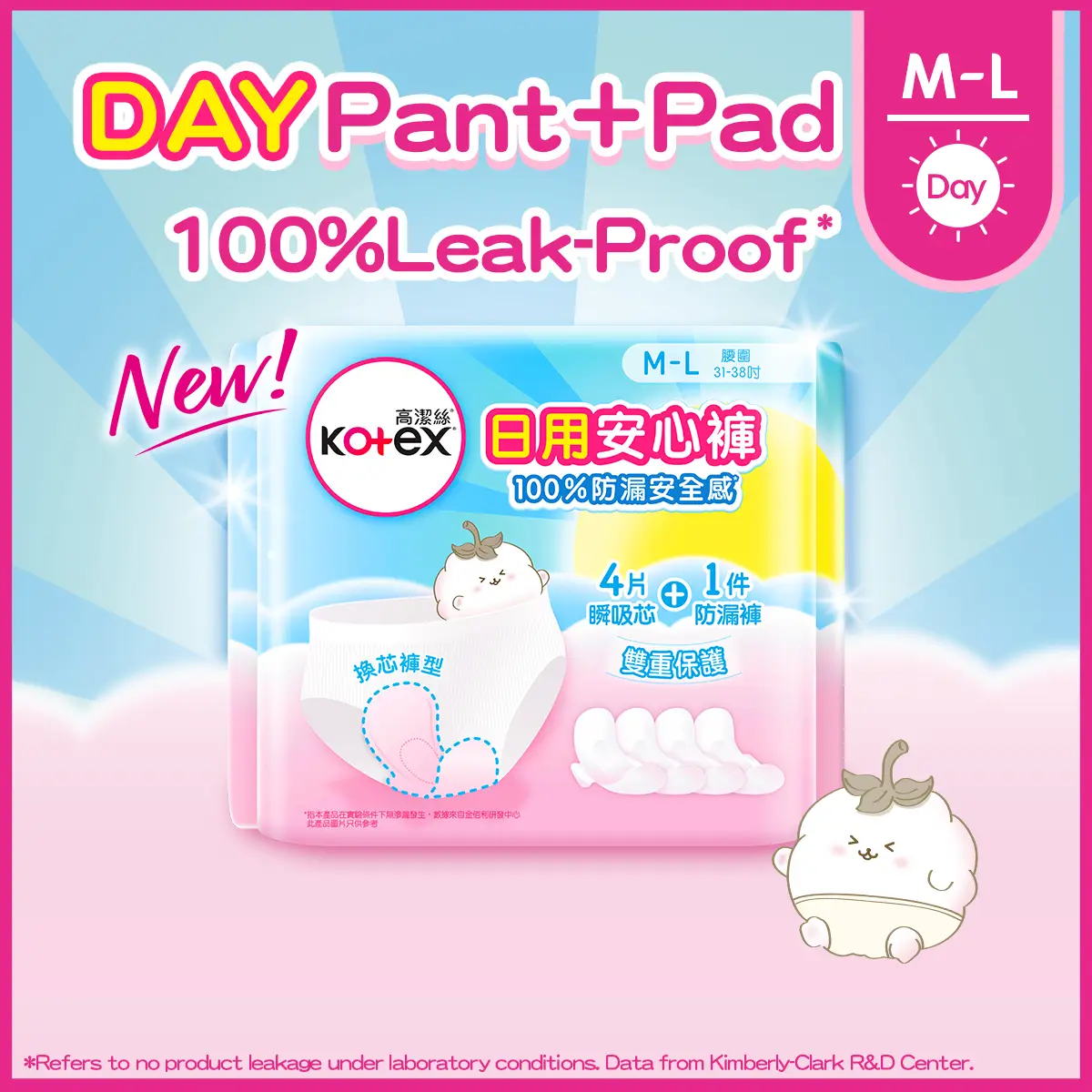 Kotex Comfort Soft Day Pant (M-L) (1 Pant + 4 Pads) 1 Set