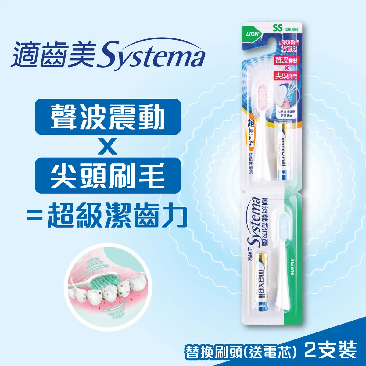 Systema Sonic Toothbrush (Compact Head) Refill x2pcs