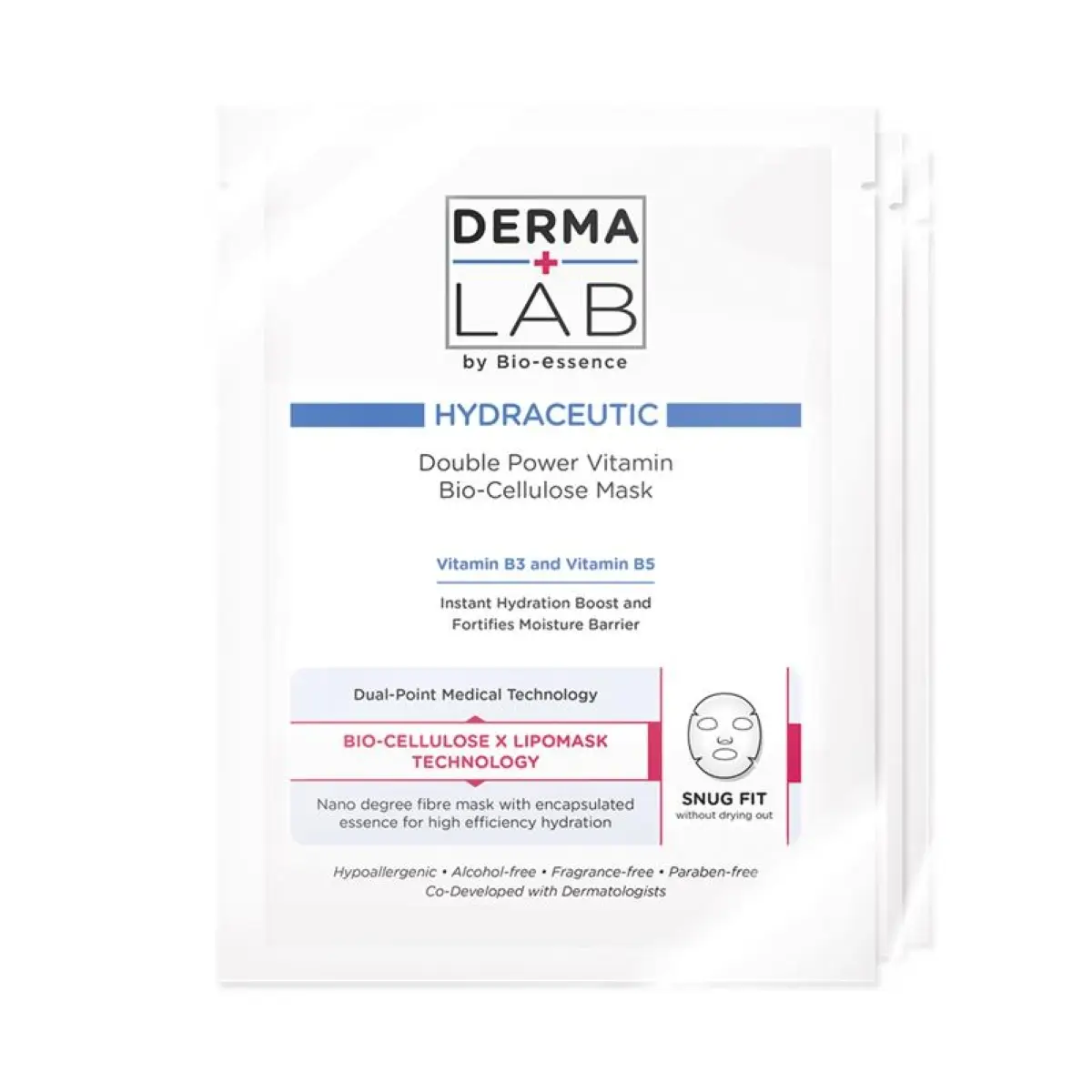 Derma Lab Double Vitamin Bio-Cellulose Mask 3pcs