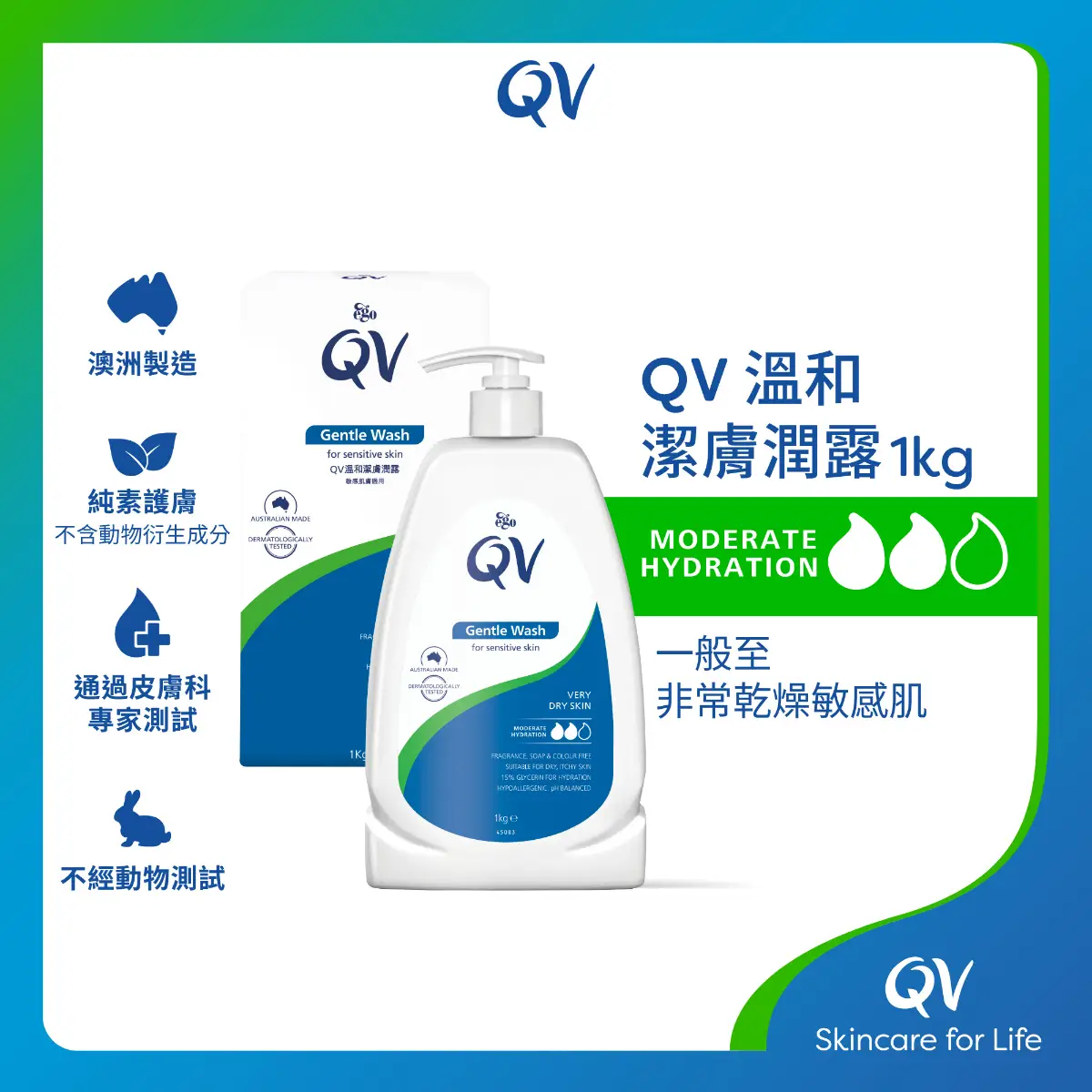 QV溫和潔膚潤露 1公斤