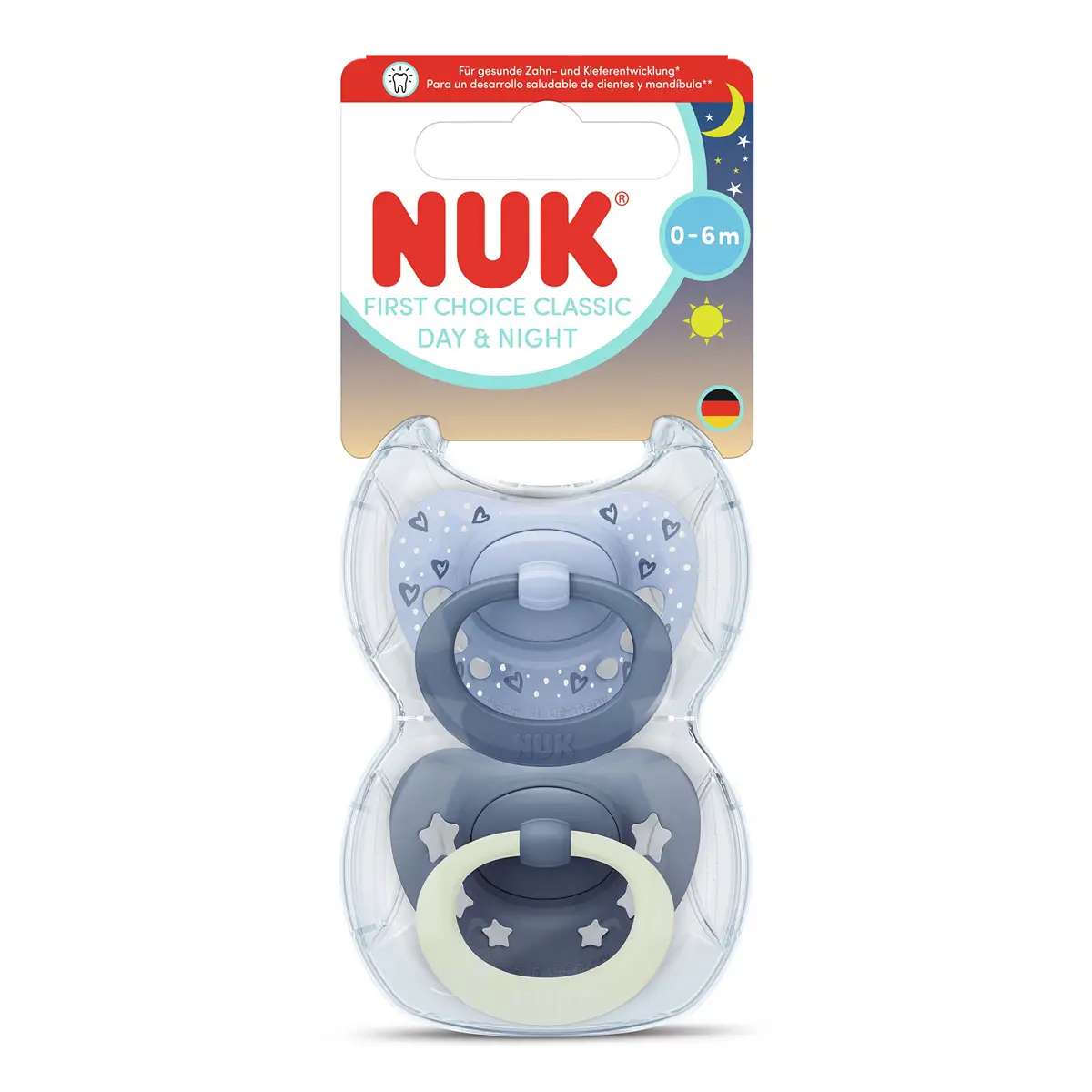 NUK Premium Choice Classic Night & Day Soother (0-6 Months) 2pcs (Random Delivery)