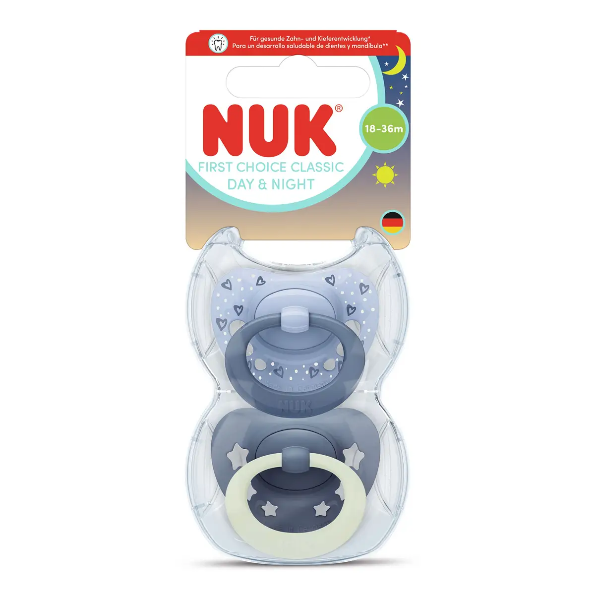 NUK Premium Choice Classic Night & Day Soother (18-36 Months) 2pcs (Random Delivery)