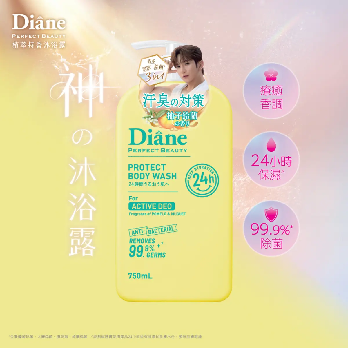 Diane Protect Active Deo Body Wash (Pomelo & Muguet Scents) 750ml