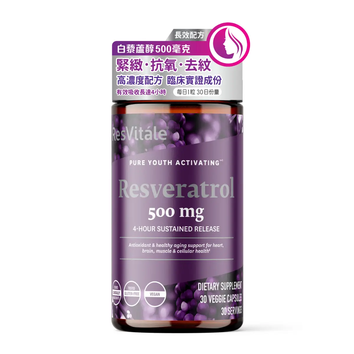 GNC Resvitale白藜蘆醇(長效配方)500毫克 30粒