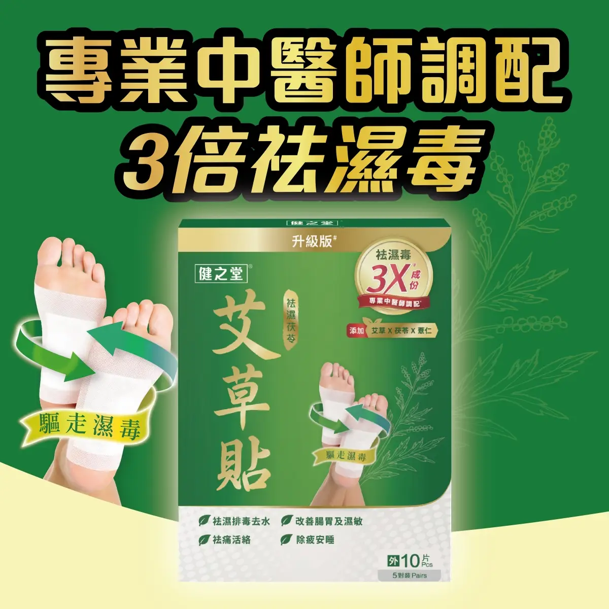 健之堂祛濕茯苓艾草貼10片