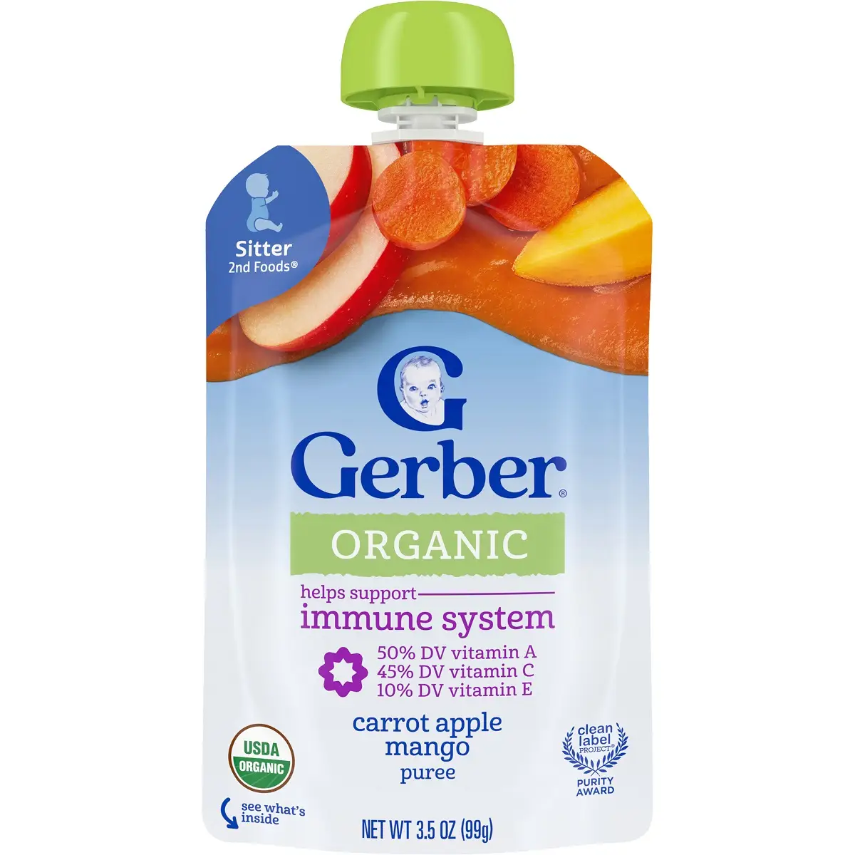 Gerber Organic Apple Mango Carrot Pouch 99g