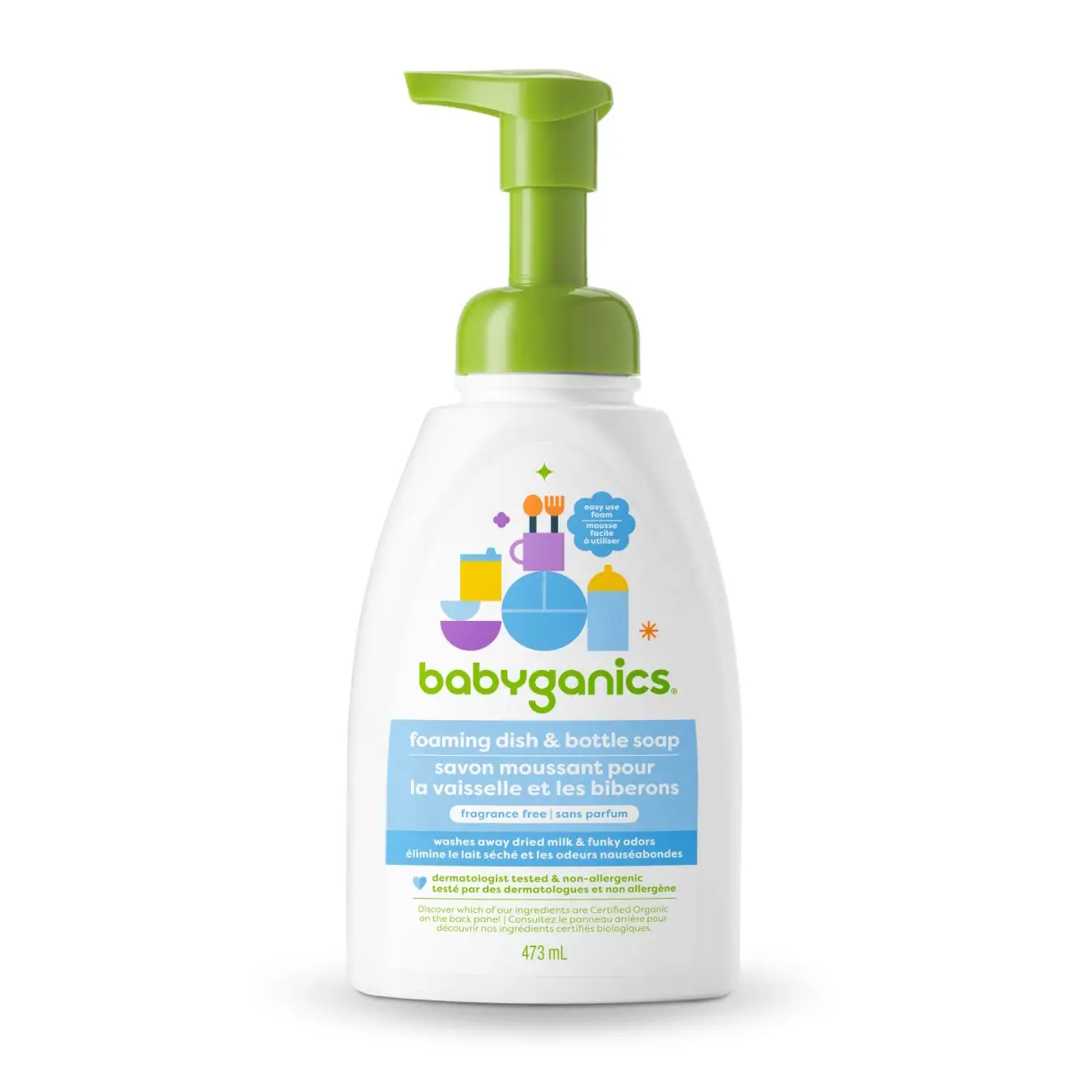 Babyganics foaming dish + bottle soap (Fragrance Free) 473ml