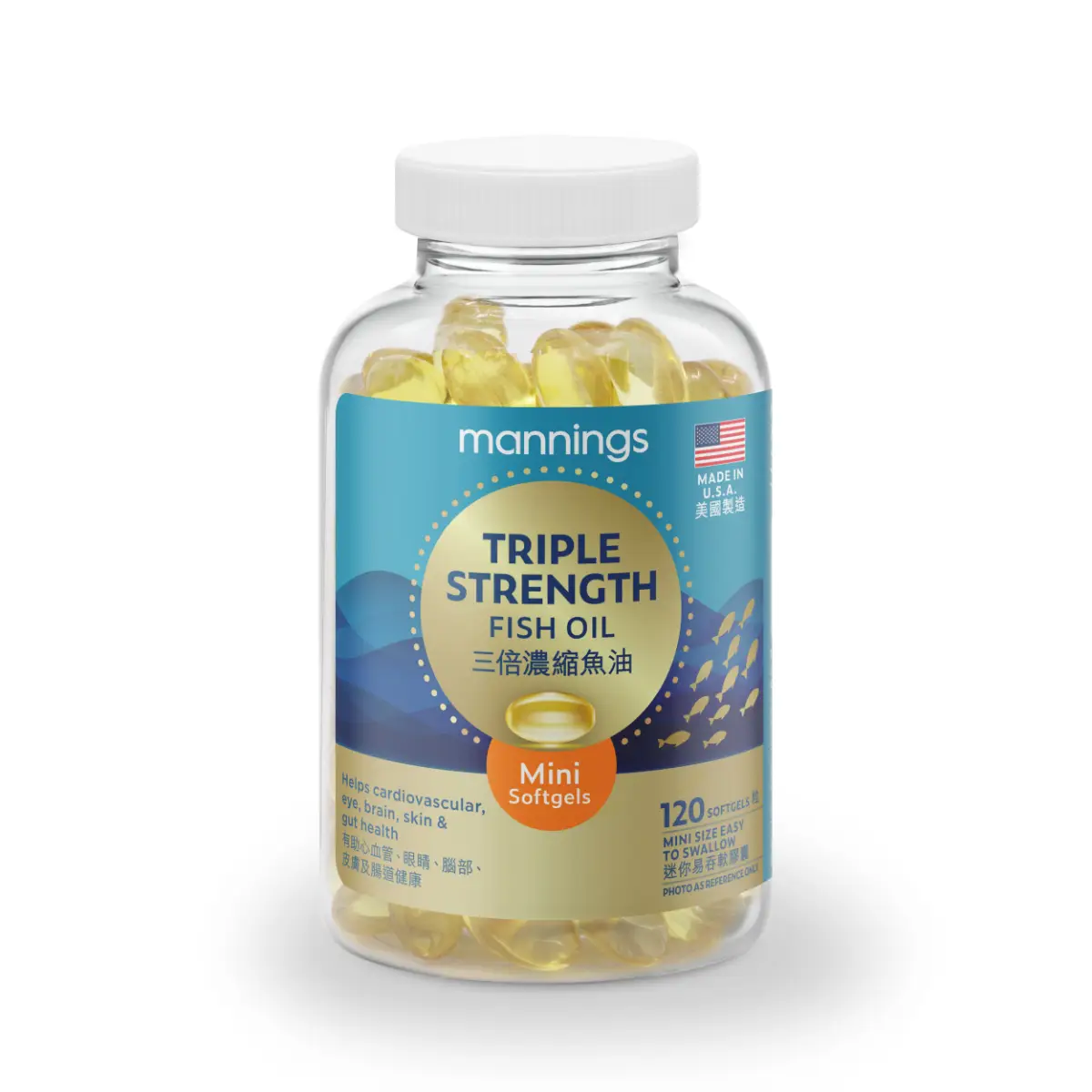 Mannings Triple Strength Fish Oil Mini Softgel 120pcs