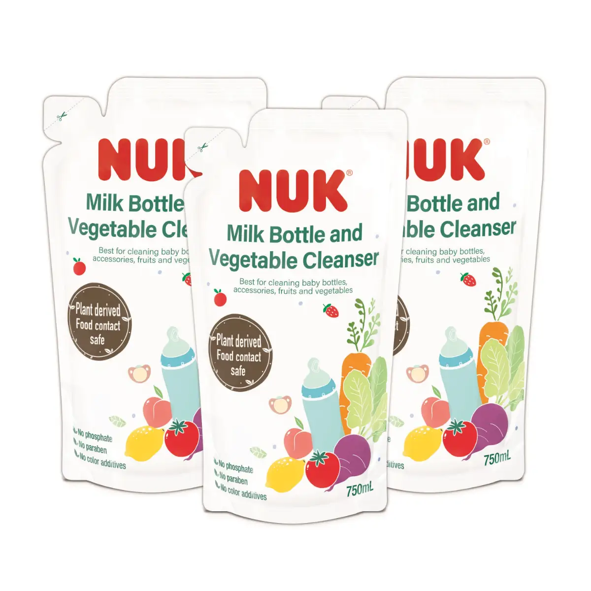 NUK Milk Bottle and Vegetable Cleanser 750ml x 3pcs