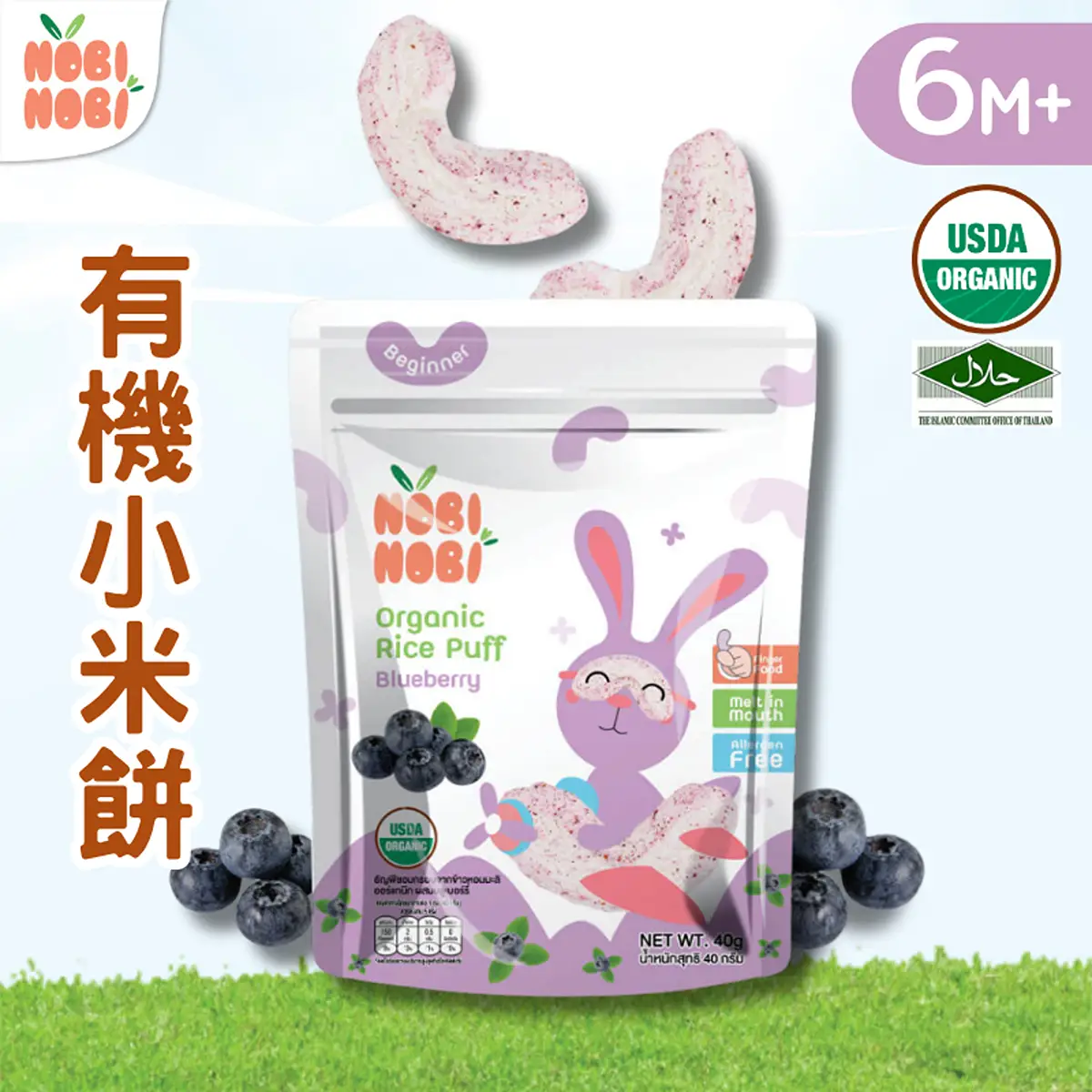 NOBI NOBI有機小米餅(藍莓) 40克