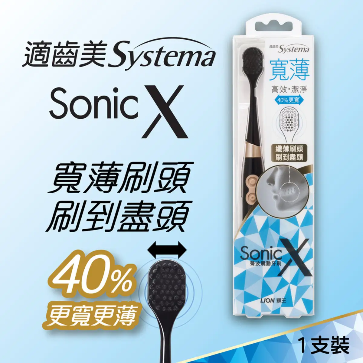 Systema Sonic X Superthin Wide Spiral Black Sonic Toothbrush 1pc