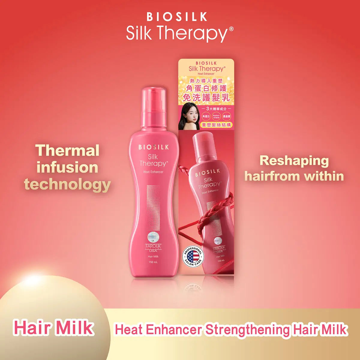 Biosilk Silk Therapy Heat Enhancer Strengthening Hair Milk 150ml