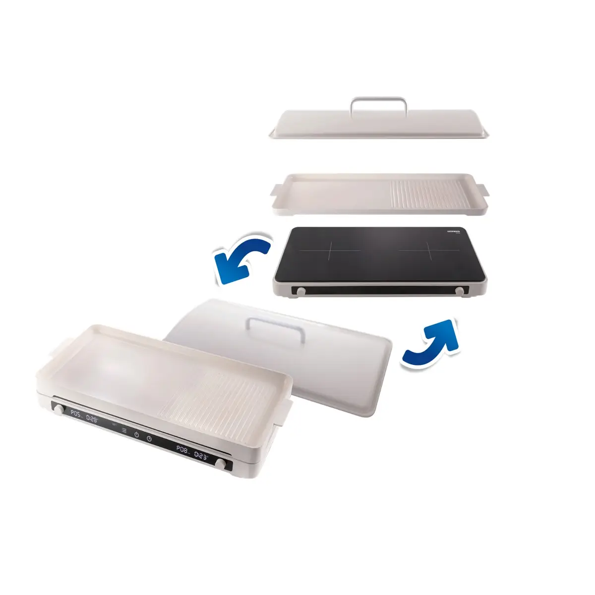 German Pool 2-Hob Induction Cooker With Grill Pan GIC-KD28T (Home Delivery Only)