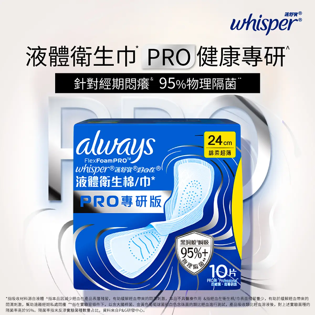 Whisper Liquid Pad Pro 24cm 10pcs
