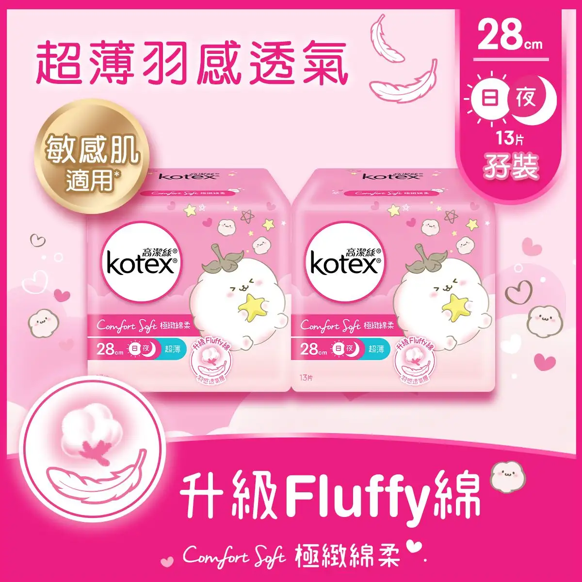 Kotex Comfort Soft Ultra Thin 28cm 13pcs x 2 Bags