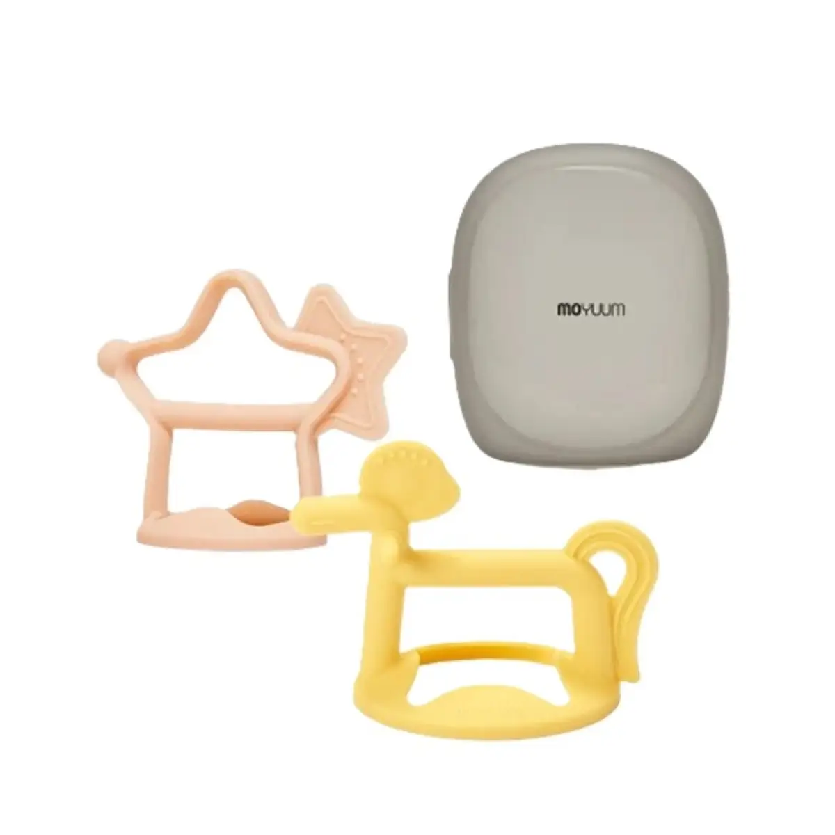 Moyuum Platinum Silicone Baby Teether Gift Set (Yellow Star & Pink Pony) 1 Set