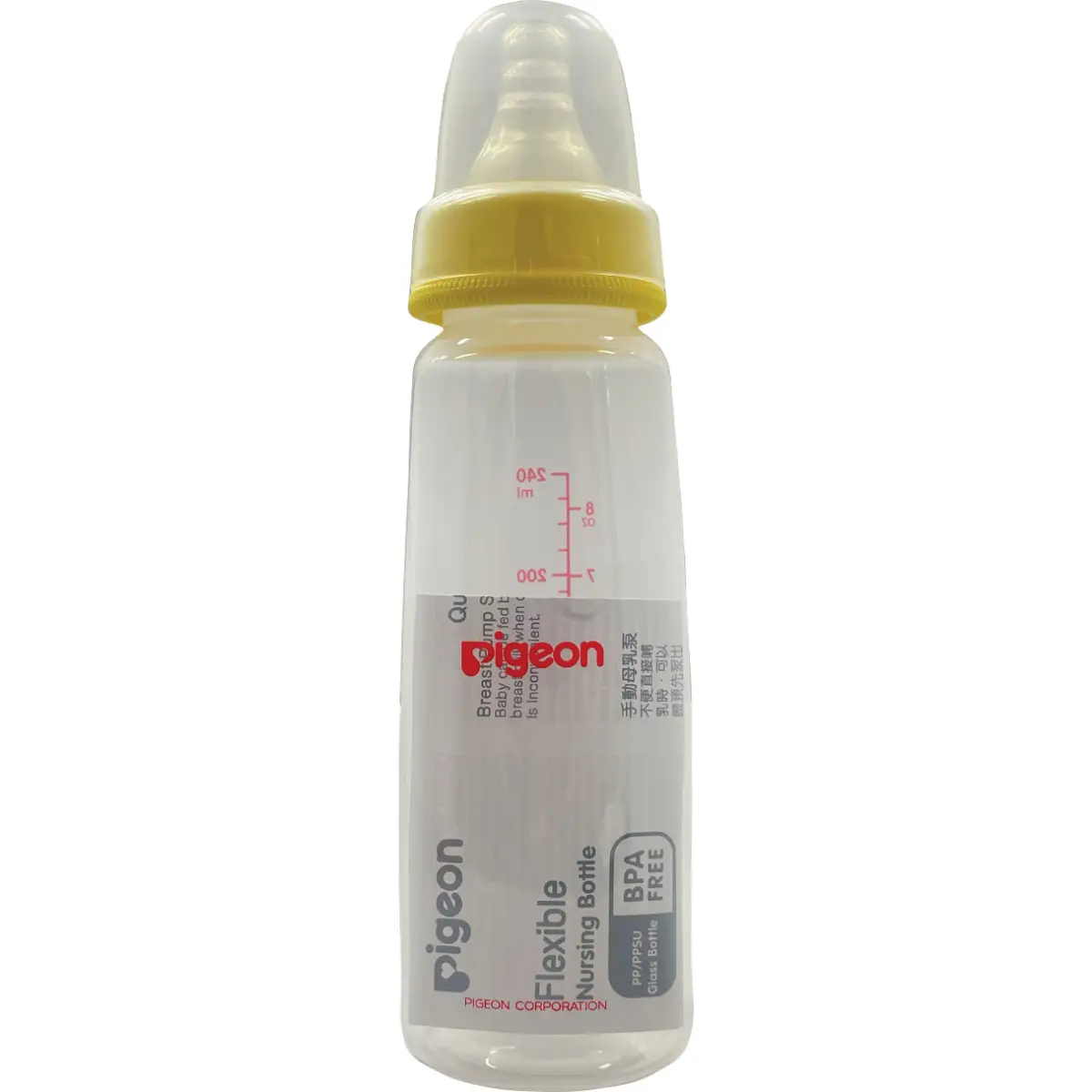 PIGEON PP Bottle, w/Peristaltic Nipple, 240ml