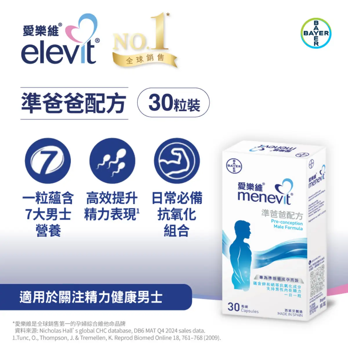 Elevit Menevit Pre-conception Male Formula 30pcs