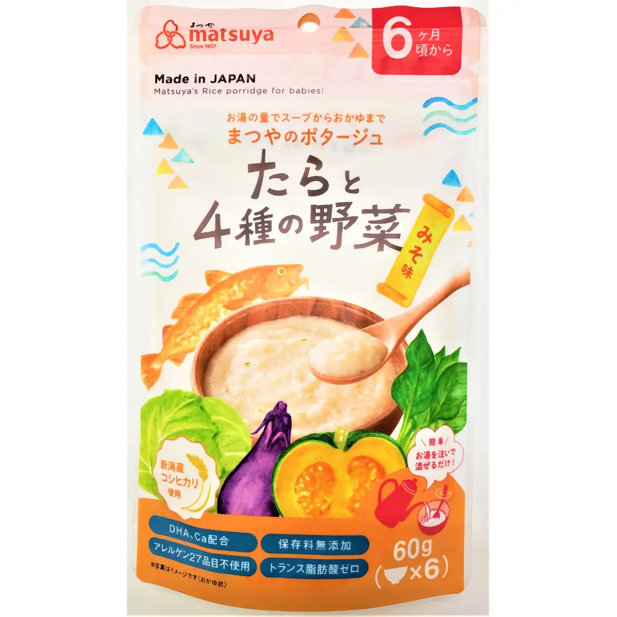 Matsuya松屋即沖嬰兒米糊 (鱈魚+4種野菜 - 味噌湯味) 60克