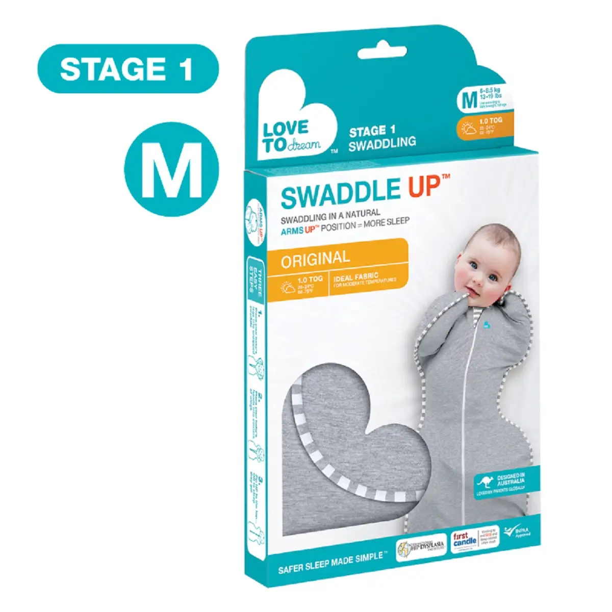 Love To Dream Swaddle Up Original (Stage 1) Grey M Size 1pc
