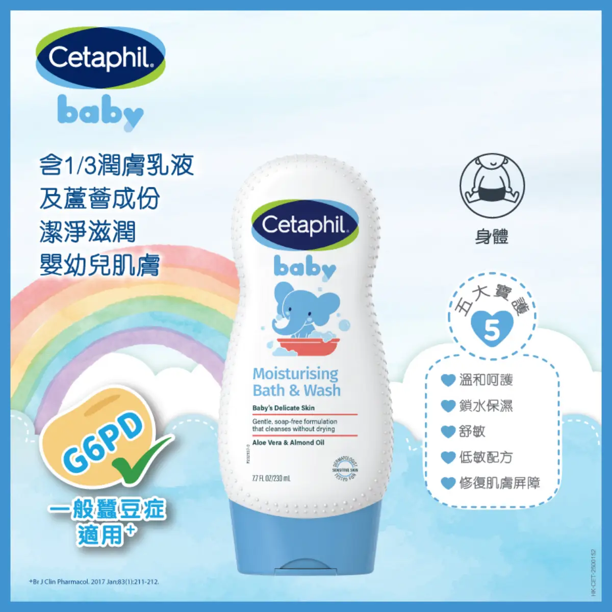 Cetaphil Baby Moisturizing Bath & Wash 230ml (Old/New Package Random Delivery)