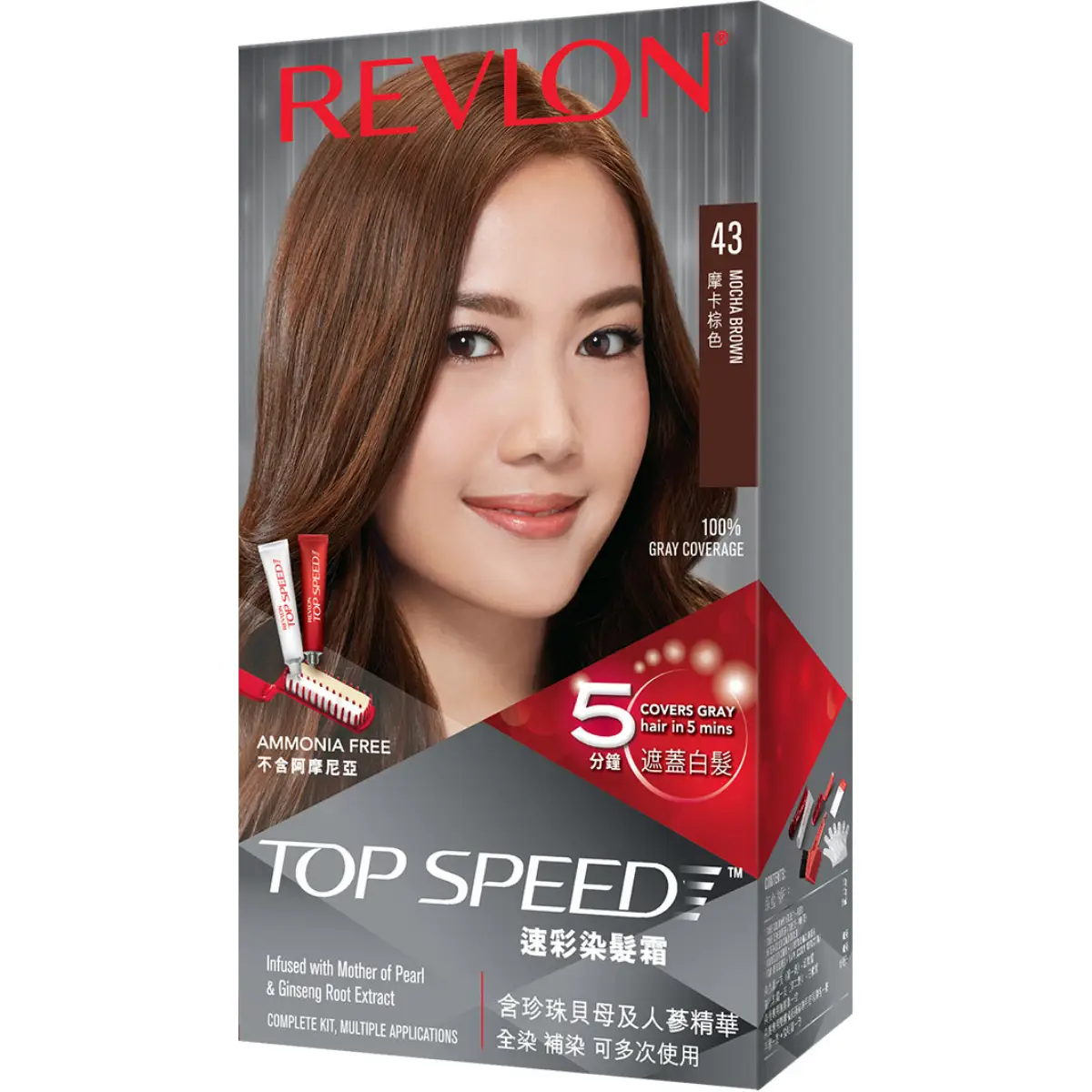 露華濃速彩染髮霜43摩卡棕色