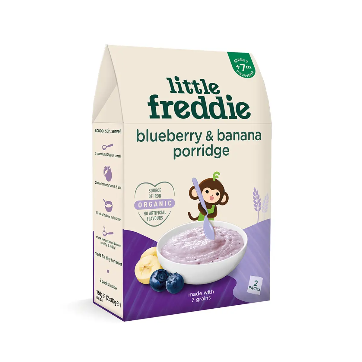 Little Freddie Organic Blueberry&Banana 7 Grain Porridge 160g