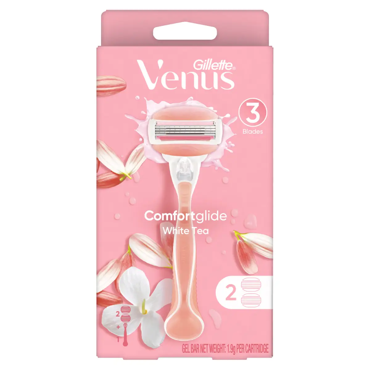 Gillette Venus ComfortGlide White Tea Women's Razor 1pc + Blades 2pcs