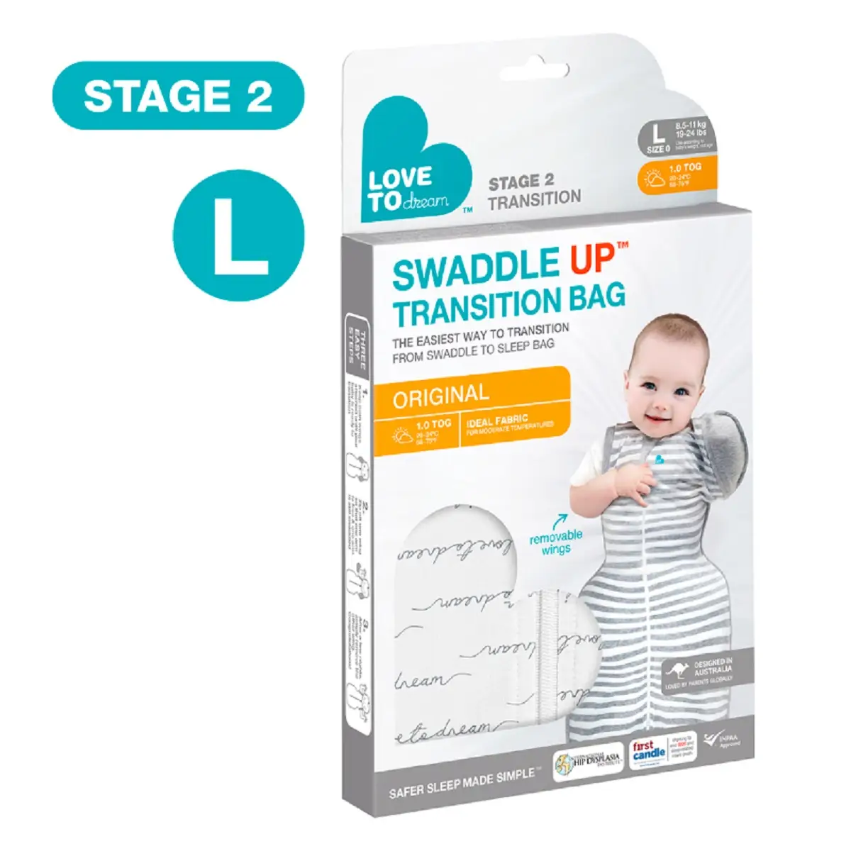 Love To Dream Swaddle Up Transition Bag (Stage 2) White L Size 1pc